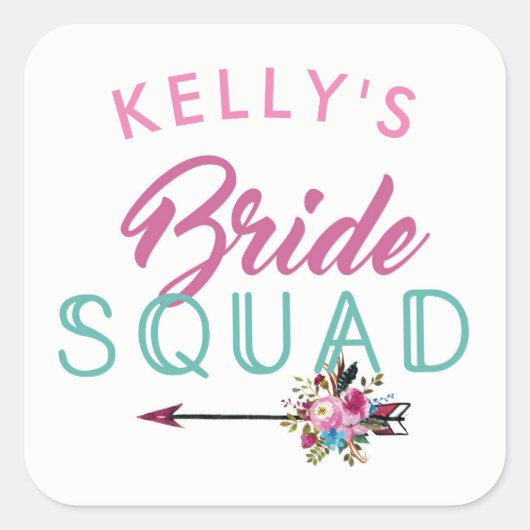 Bride Squad Vrijgezellenfeest Stickers Floral Hen (Voorkant)