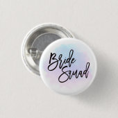 Bride Squad Zwart Script  Pastel Waterverven Ronde Button 3,2 Cm (Voorkant /achterkant)