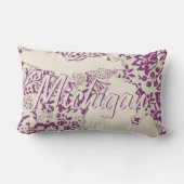 Bride staat Michigan Paars en Beige Floral Kussen (Achterkant)