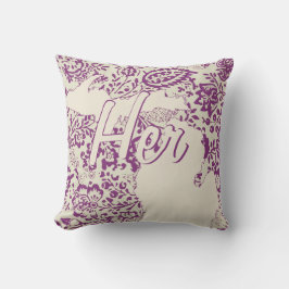 Bride staat Michigan Paars en Beige Floral Kussen