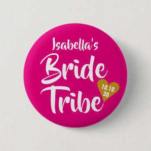 Bride Stam Goud Datum Hart Persoonlijk Ronde Button 5,7 Cm