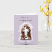 Bride Stick Figuur Girl met Bouquet Kaart (Gele Bloem)