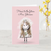 Bride Stick Figuur Meisje met Sneakers en madelief Kaart (Gele Bloem)