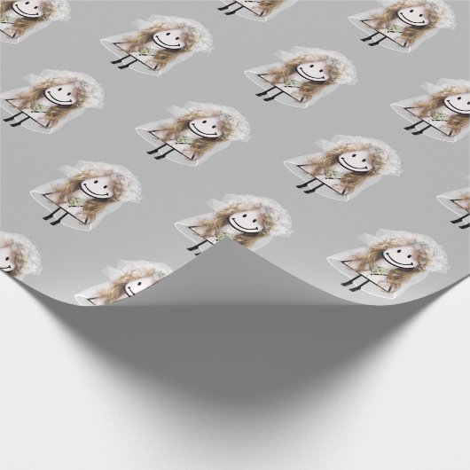 Bride Stick Figuur met Daisy Bouquet Cadeaupapier (Hoek)