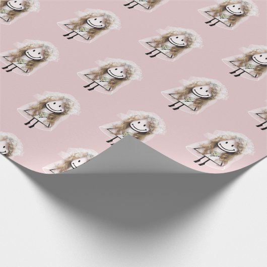 Bride Stick Figuur met Daisy Bouquet Cadeaupapier (Hoek)