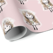 Bride Stick Figuur met Daisy Bouquet Cadeaupapier (Rol Hoek)