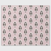 Bride Stick Figuur met Daisy Bouquet Cadeaupapier (Vlak)