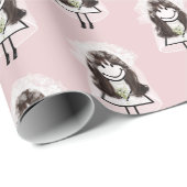 Bride Stick Figuur met Daisy Bouquet Cadeaupapier (Rol Hoek)