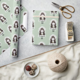 Bride Stick Figuur met Daisy Bouquet Cadeaupapier