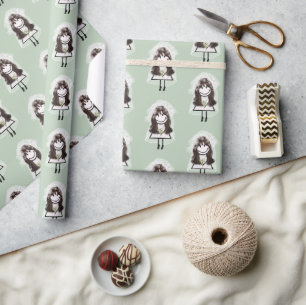 Bride Stick Figuur met Daisy Bouquet Cadeaupapier