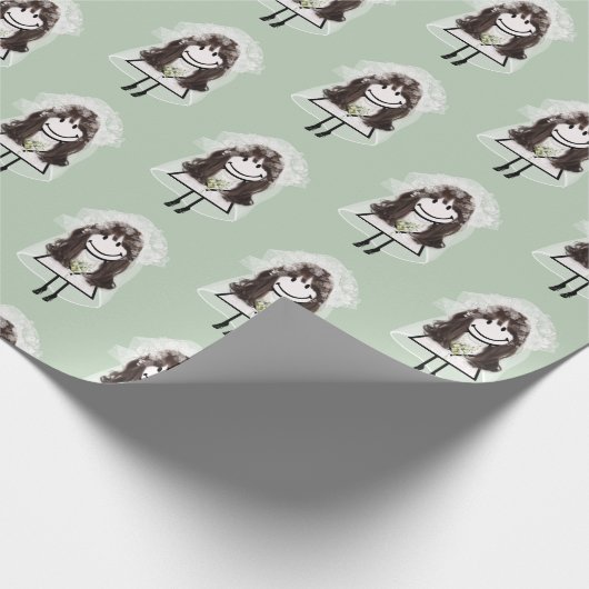 Bride Stick Figuur met Daisy Bouquet Cadeaupapier (Hoek)