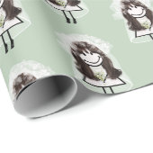 Bride Stick Figuur met Daisy Bouquet Cadeaupapier (Rol Hoek)