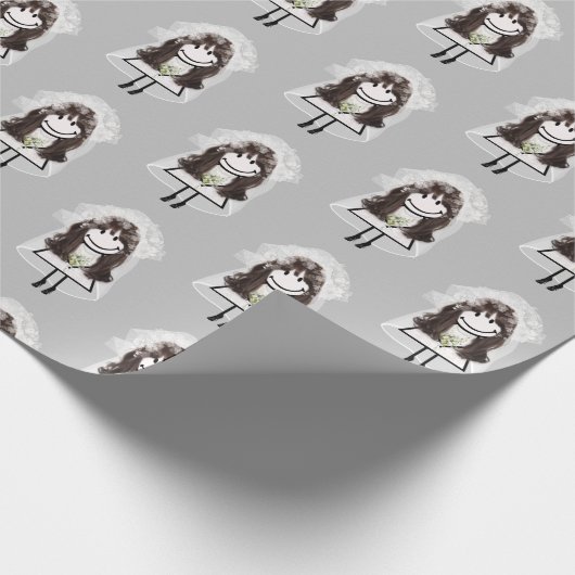 Bride Stick Figuur met Daisy Bouquet Cadeaupapier (Hoek)