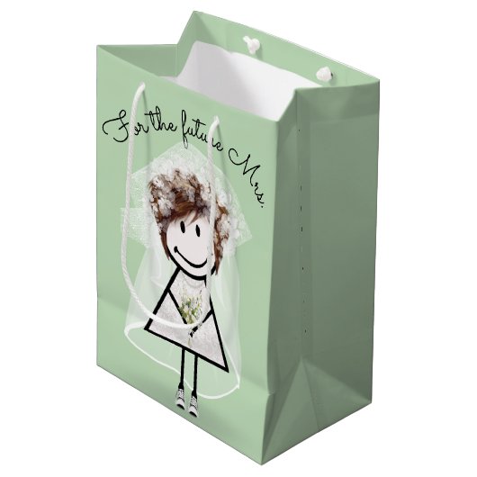 Bride Stick Girl in Lace Dress en Sneakers Medium Cadeauzakje (Voorkant Gekanteld)