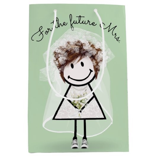 Bride Stick Girl in Lace Dress en Sneakers Medium Cadeauzakje (Voorkant)