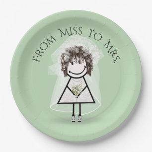Bride Stick Girl in Sneakers met Daisy Bouquet Papieren Bordje