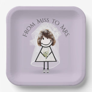 Bride Stick Girl in Sneakers met Daisy Bouquet Papieren Bordje