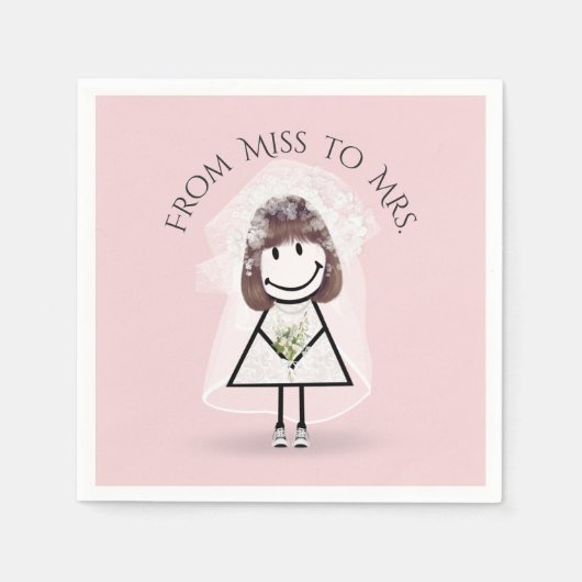 Bride Stick Girl in Sneakers met Daisy Bouquet Servet (Voorkant)