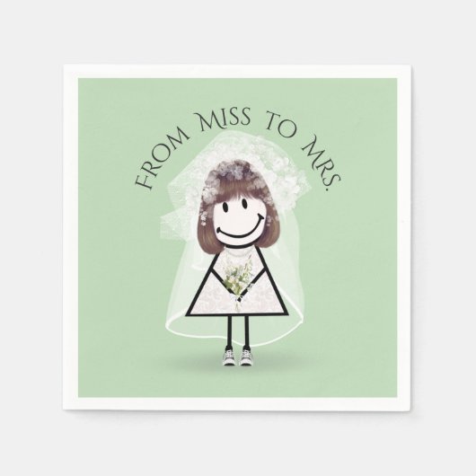 Bride Stick Girl in Sneakers met Daisy Bouquet Servet (Voorkant)