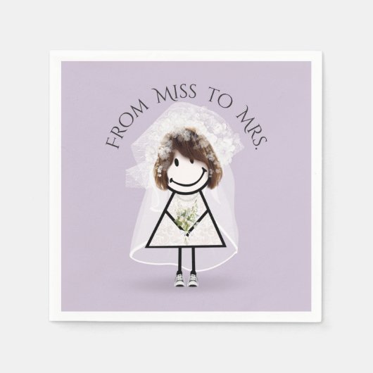 Bride Stick Girl in Sneakers met Daisy Bouquet Servet (Voorkant)