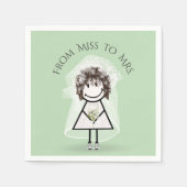 Bride Stick Girl in Sneakers met Daisy Bouquet Servet (Voorkant)