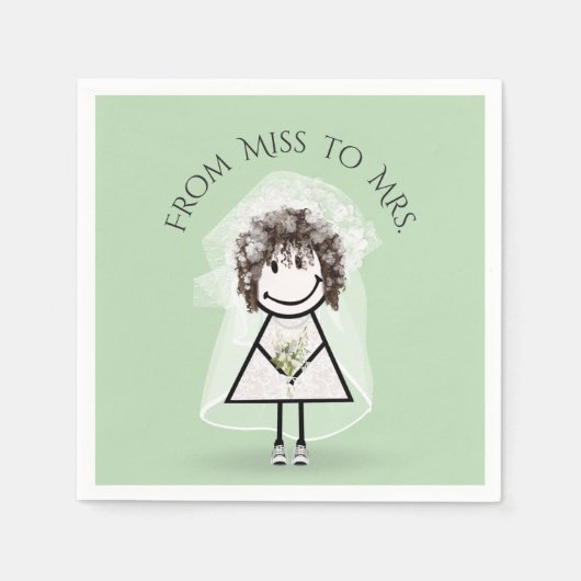 Bride Stick Girl in Sneakers met Daisy Bouquet Servet (Voorkant)