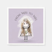 Bride Stick Girl in Sneakers met Daisy Bouquet Servet (Voorkant)