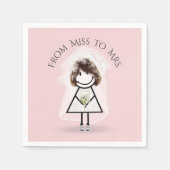 Bride Stick Girl in Sneakers met Daisy Bouquet Servet (Voorkant)