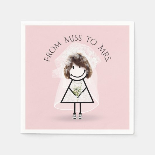 Bride Stick Girl in Sneakers met Daisy Bouquet Servet (Voorkant)