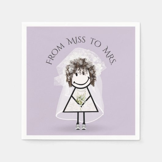 Bride Stick Girl in Sneakers met Daisy Bouquet Servet (Voorkant)