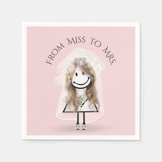 Bride Stick Girl in Sneakers met Daisy Bouquet Servet (Voorkant)