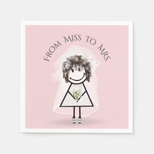 Bride Stick Girl in Sneakers met Daisy Bouquet Servet (Voorkant)