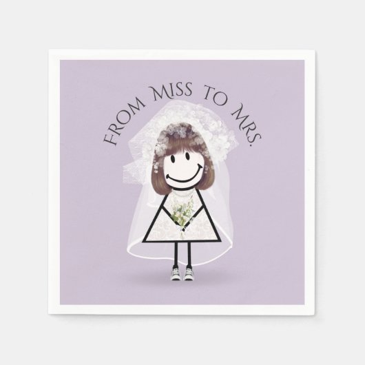 Bride Stick Girl in Sneakers met Daisy Bouquet Servet (Voorkant)