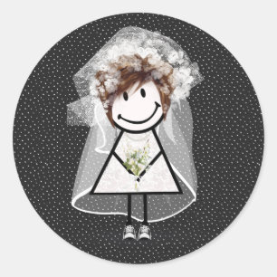 Bride stick Girl in Sneakers op pooldots Ronde Sticker