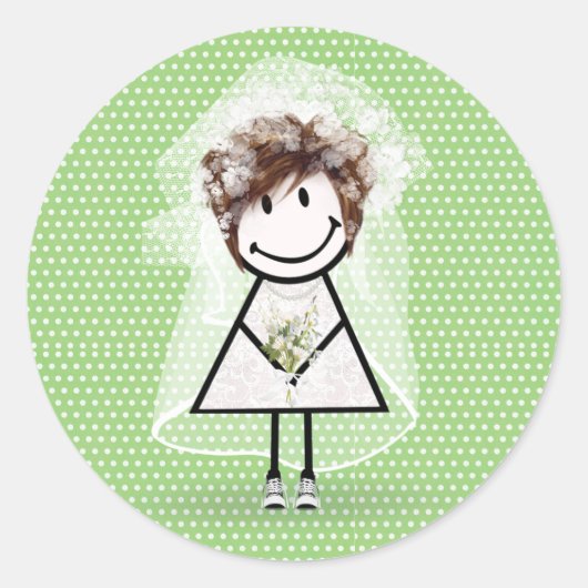 Bride stick Girl in Sneakers op pooldots Ronde Sticker (Voorkant)