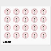 Bride Stick Girl in Sneakers op roze Ronde Sticker (Vel)