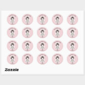 Bride Stick Girl in Sneakers op roze Ronde Sticker (Vel)