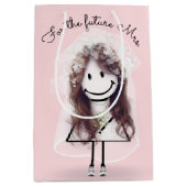 Bride Stick Girl met Bridal Bouquet Medium Cadeauzakje (Voorkant)