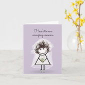 Bride Stick Girl met Sneakers en Daisies Kaart (Gele Bloem)