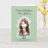 Bride Stick Girl met Sneakers en Daisies Kaart (Gele Bloem)