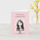 Bride Stick Girl met Sneakers en Daisies Kaart (Gele Bloem)