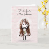 Bride Stick Girl met Sneakers en Daisies Kaart (Gele Bloem)