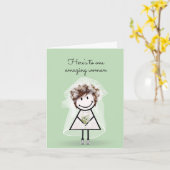 Bride Stick Girl met Sneakers Kaart (Gele Bloem)