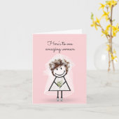 Bride Stick Girl met Sneakers Kaart (Gele Bloem)