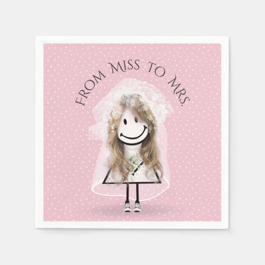 Bride Stick Girl met Sneakers op Stippen Servet (Voorkant)