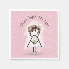 Bride Stick Girl met Sneakers op Stippen Servet