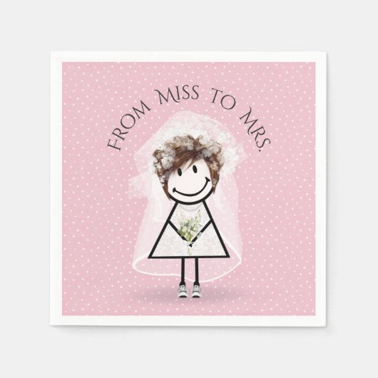 Bride Stick Girl met Sneakers op Stippen Servet (Voorkant)