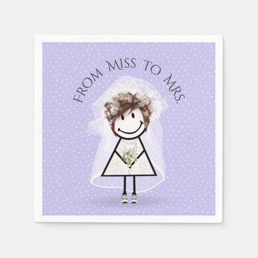 Bride Stick Girl met Sneakers op Stippen Servet (Voorkant)