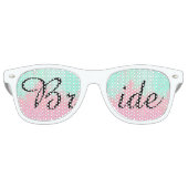 Bride Summer Pink Blauwgroen Waterverf Weddenschap Retro Zonnebril (Voorkant)