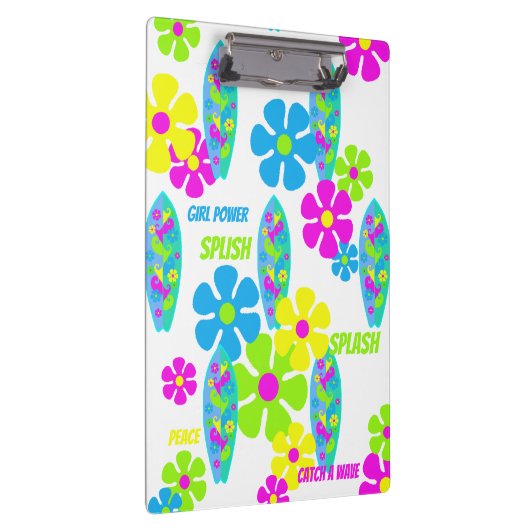 BRIDE & Surfer Flower Power Girl Retro Party Klembord (Rechts)